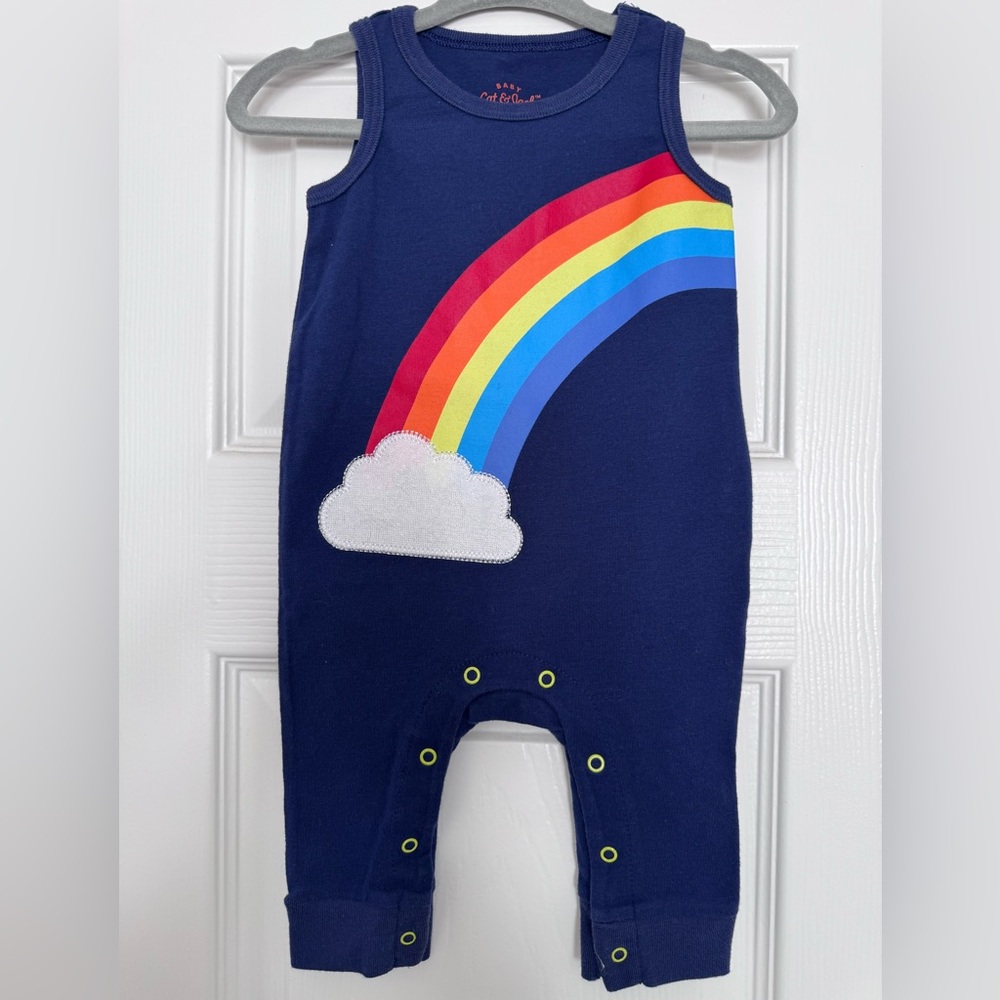 Jack & Cat Navy Rainbow Baby Romper